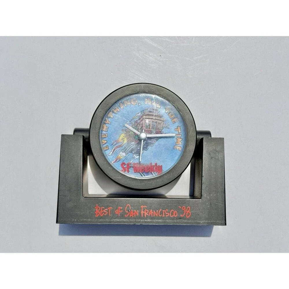 Rare Vintage Promotional SF Weekly Clock San Francisco Cable Car Tested Works